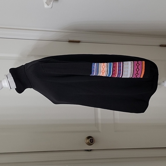Ulla Popken Size 20/22 Black with Fair Isle Pattern Sleeve Turtleneck Sweater - Picture 3 of 12